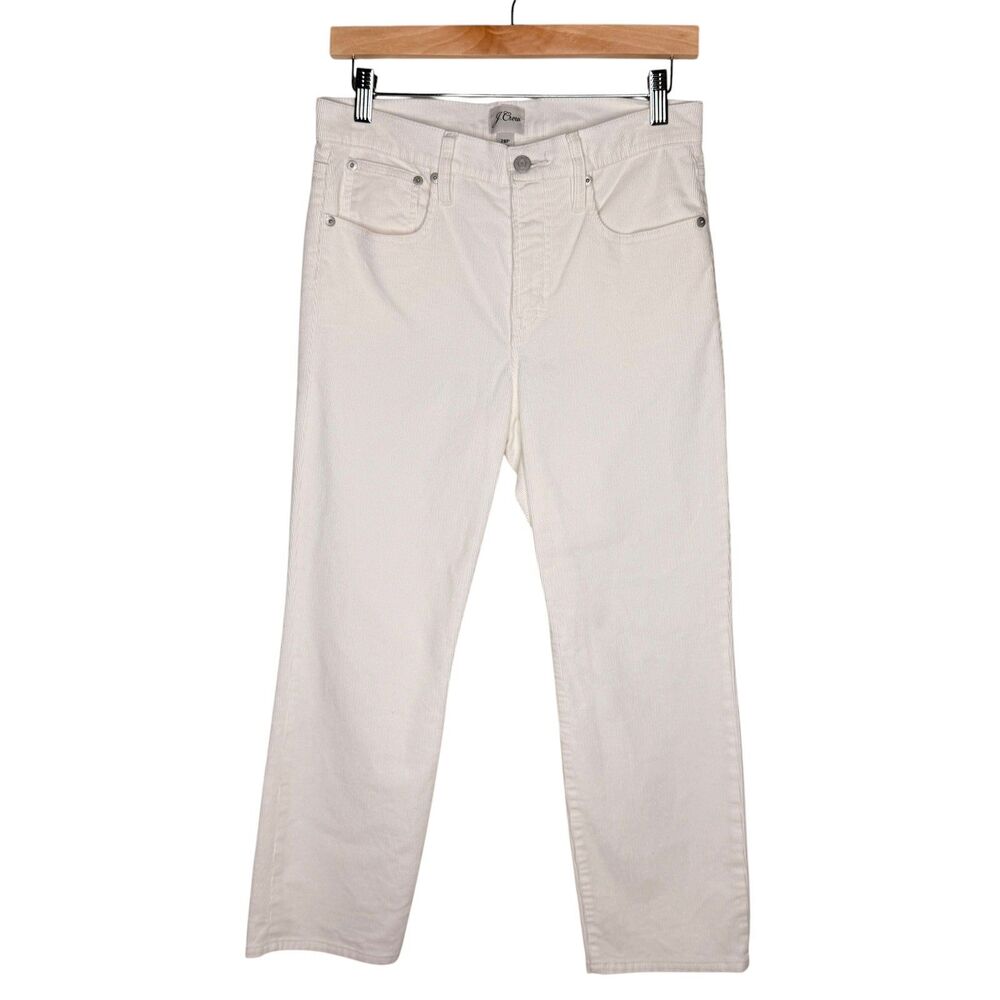 J. Crew Women’s Corduroy Pants Size 28P Vintage Slim Straight White Mid Rise